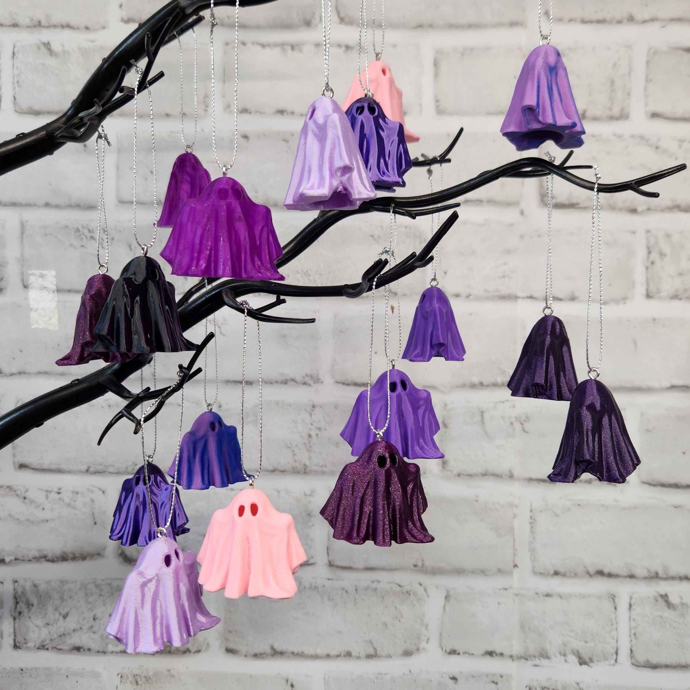 Purple 3D Printed Ghost Bauble, Hanging Ghost, Halloween Tree Decor