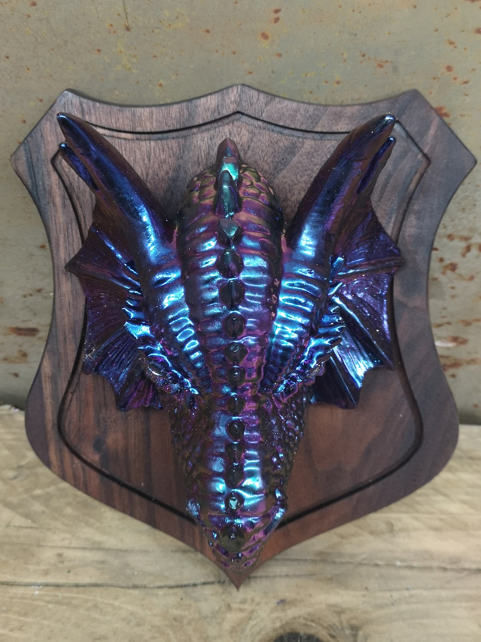 Dragon's Head Mounted on a Wooden Shield Dragon Wall | Etsy