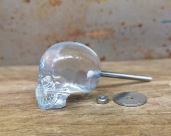 Translucent Resin Skull Knob: Gothic Drawer Pull