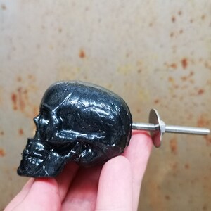 Large Blood Drip Skull Knob, Gothic Resin Cabinet Hardware Black Skull