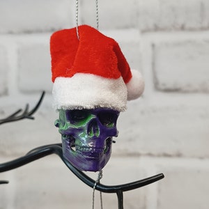 Santa Hat Monster baubles, 3D printed Monster Baubles, Halloween Bauble