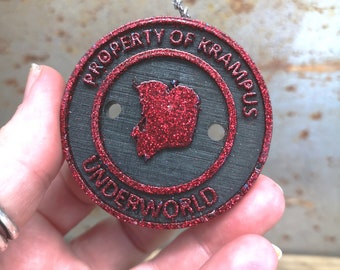 Krampus Button, Krampus Tree Bauble, Krampus Christmas Bauble