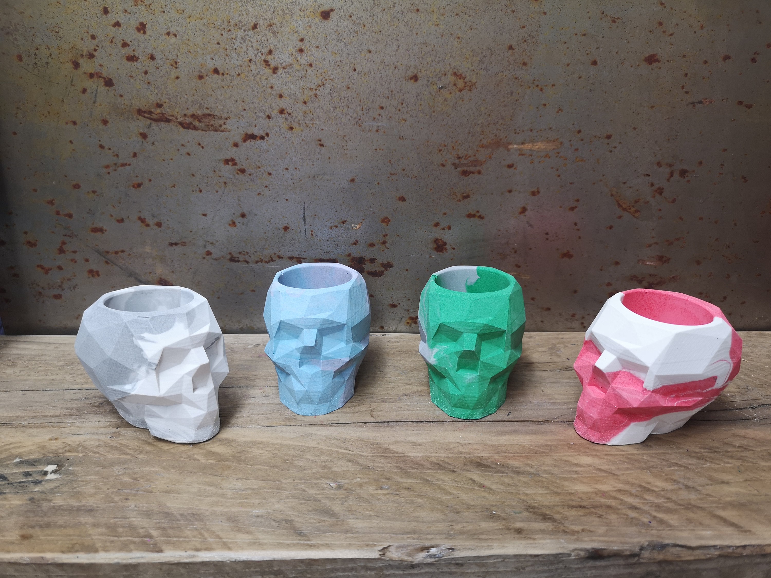 Geometric Skull Pot, Make Up Brush skull Pot, Skull Flower Pot