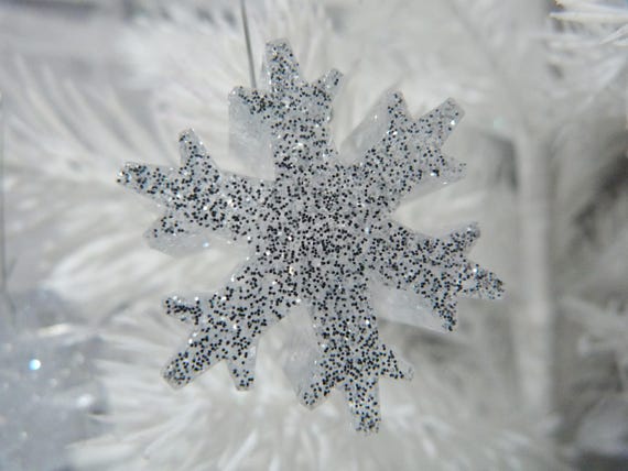 Christmas Snowflake Baubles, Glitter Snowflake Decorations 