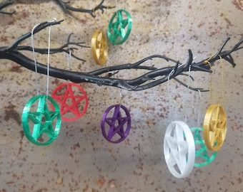 3D Printed Pentagram Bauble: Gothic Halloween/Christmas Ornament
