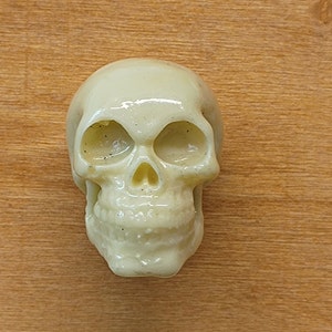 Ivory Resin Skull Knob: Gothic Drawer Pull