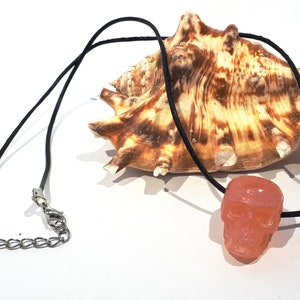Skull Resin Necklace, Leather Cord with Clasp
