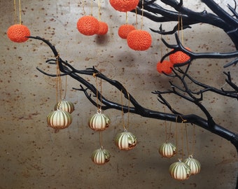 Pumpkin Baubles, Hanging Pumpkins, 3D printed Pumpkin Baubles