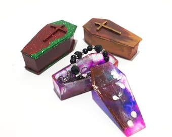 Hand Cast Resin Coffin Trinket Box: Gothic Decor