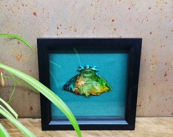 Framed Luna Moth Resin Art: Hand Cast Alcohol Ink