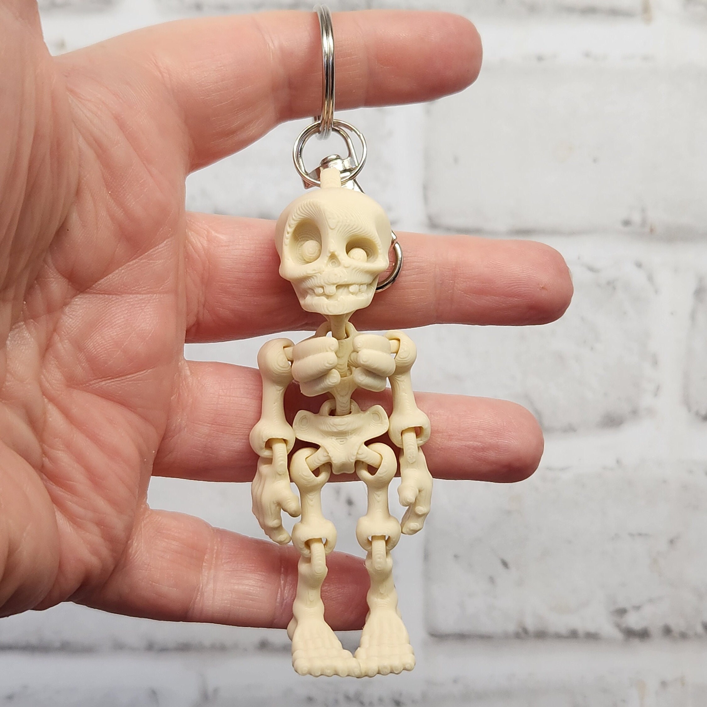 kmrii キーホルダー　ケムリ　キーチェーン 白系　y2k 00s　スカル Flexi Skeleton Keyring: 3D Printed Dancing Skeleton - Etsy