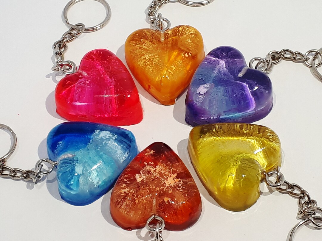 Love Heart Key Ring, Love Heart Bag Charm - Etsy