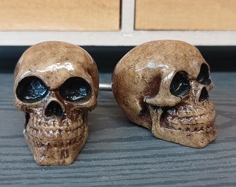Aged Resin Skull Drawer Pulls: Gothic Home Decor