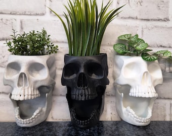 3D Printed Skull Wall Planter: Gothic Home Decor
