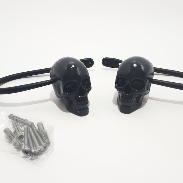 Skull Curtain Tie Backs: Gothic Home Decor, Black Brackets