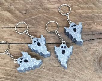 Glitter Ghost Keyring: Hand Cast Resin Halloween Bag Charm