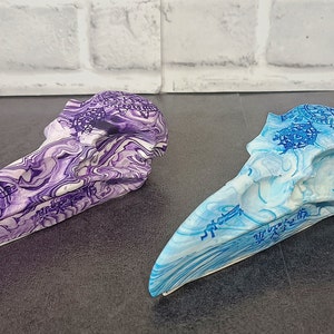 Raven Skull, Decorative Bird Skull, Marble Effect Raven Skull
