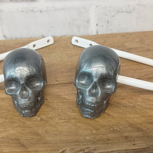 Skull Curtain Hold Back Brackets, Skull Home Decor, White Brackets