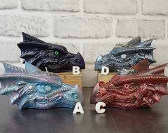 Hand-Painted Dragon Head Tea Light Holder: Gothic Home Decor