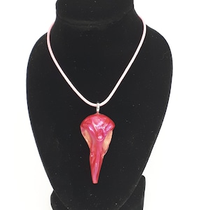 Raven Skull Necklace, Gothic Raven Jewellery Pink Raven Skull