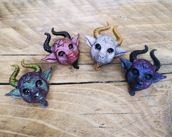 Chameleon Baphomet Brooch: Hand-Cast Resin Devil Goat Pin