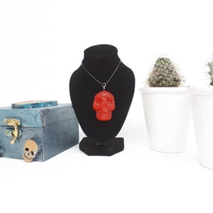 Sugar Skull Resin Necklace, Skull Necklace,