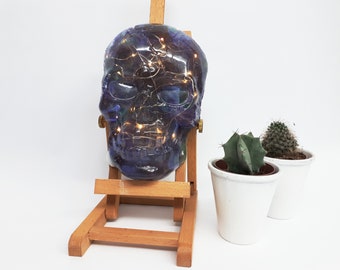 Pastel Ink Resin Skull Wall Plaque with LED Lights