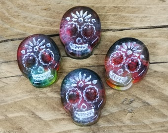 Hand Cast Resin Sugar Skull Brooch: Abstract Gothic Pin Badge