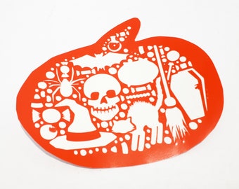 Pumpkin Halloween Vinyl Decal: Skulls, Cats, Spiders