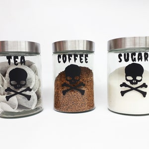 Tea, Coffee, Sugar Decals, Skull Caddy Decals.