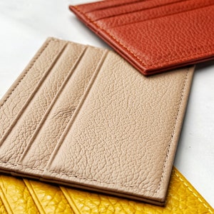 Cartera de bolsillo frontal ultrafina, minimalista, de cuero, tarjetero, billetera unisex delgada, tarjetero delgado