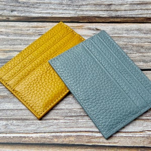 Cartera de bolsillo frontal ultrafina, minimalista, de cuero, tarjetero, billetera unisex delgada, tarjetero delgado