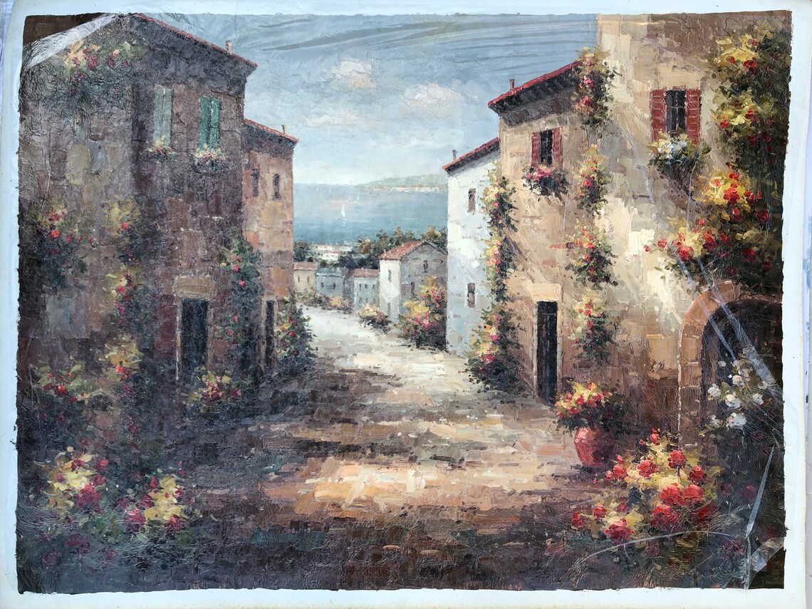 3648 European Village Oil Painting Canvas Art Etsy UK