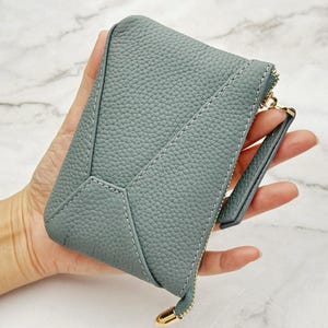 Monedero minimalista para mujer, llavero y cierres de langosta adjuntos, compartimento para monedas con cremallera, estuche de cuero para llaves, regalo de Navidad, regalos para ella