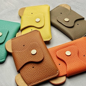 Cartera pequeña de cuero genuino, monedero pequeño para tarjetas de crédito, billetera delgada para mujer, billetera liviana, tarjetero de viaje,