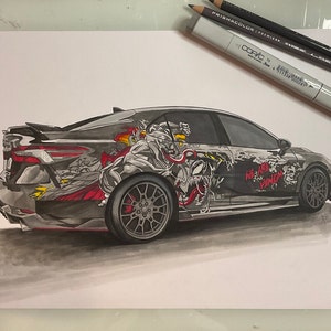 Custom Car Drawing gifts for car lovers, Hand drawn art of your vehicle car motorcycle