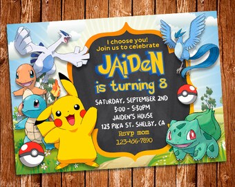 Pokemon Invitation Etsy