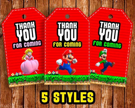 Super Mario Tags Super Mario Bros Thank You Tags Super Mario | Etsy