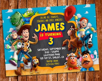 Toy Story Invitation, Toy Story Printable Birthday Invitation, Buzz Lightyear, Woody, Toy Story Party, Toy Story Birthday, Digital File