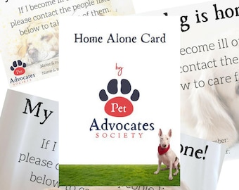 Dog Emergency Card, Dog Home Alone, Pet Care Kit, Pet Emergency Kit