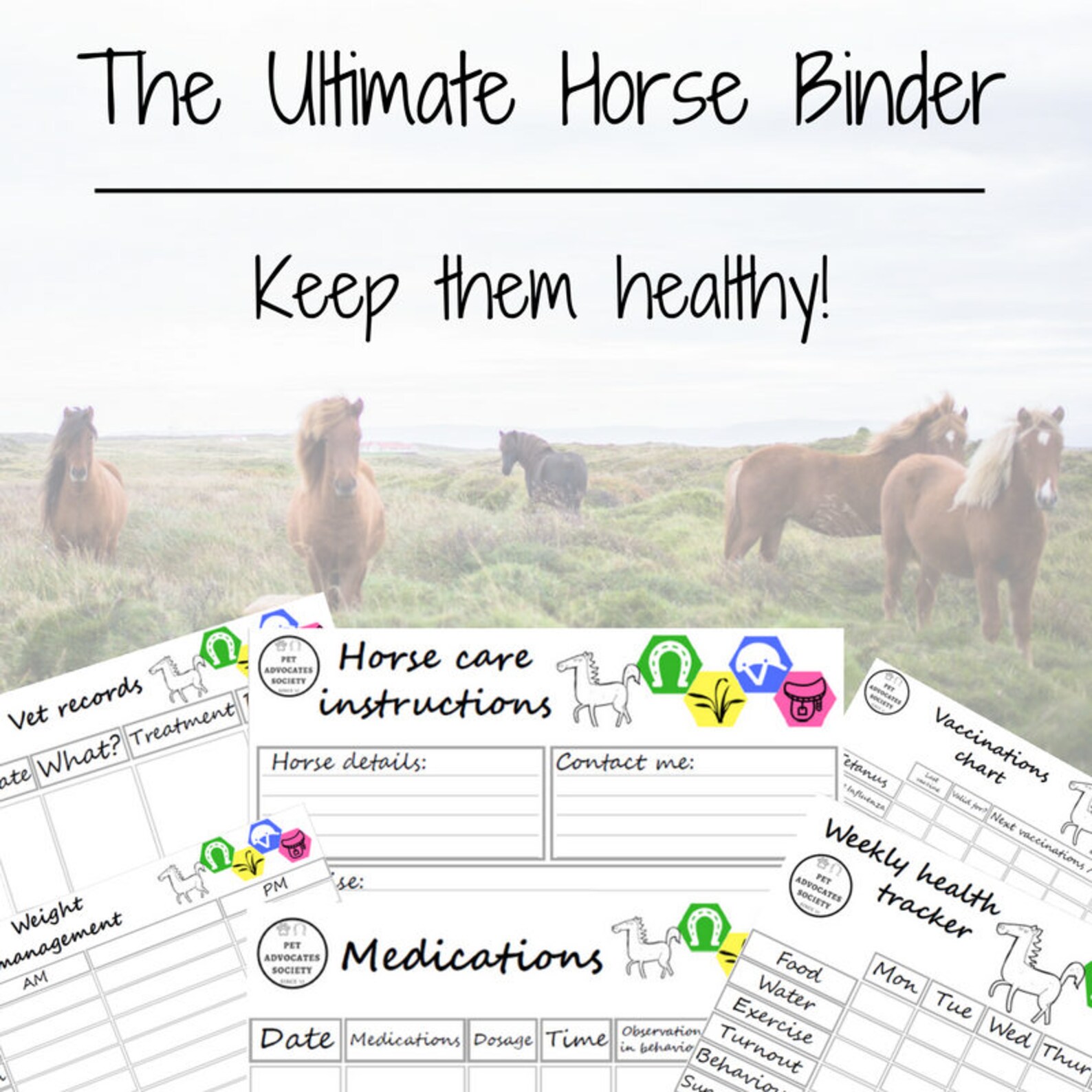 Ultimate Horse Binder Pet Care Kit Horse Planner Health - Etsy