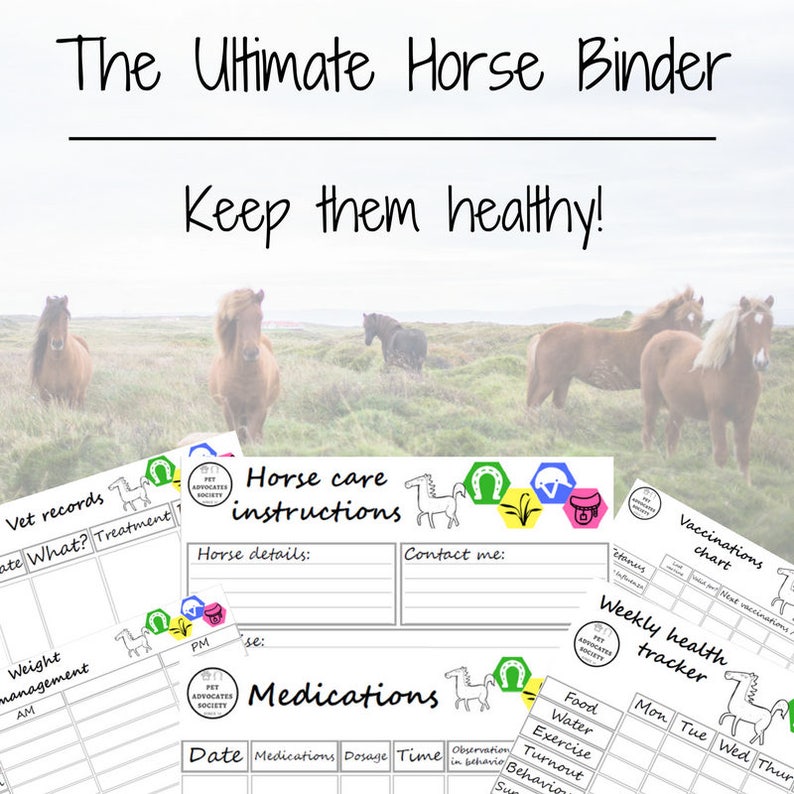 Ultimate Horse Binder Pet Care Kit Horse Planner Health Etsy Canada