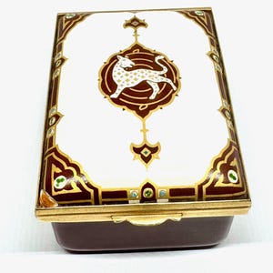 Exquisite Cartier Leopard Trinket Box – Hand-Painted Enamel & Gilt Metal – Made in England