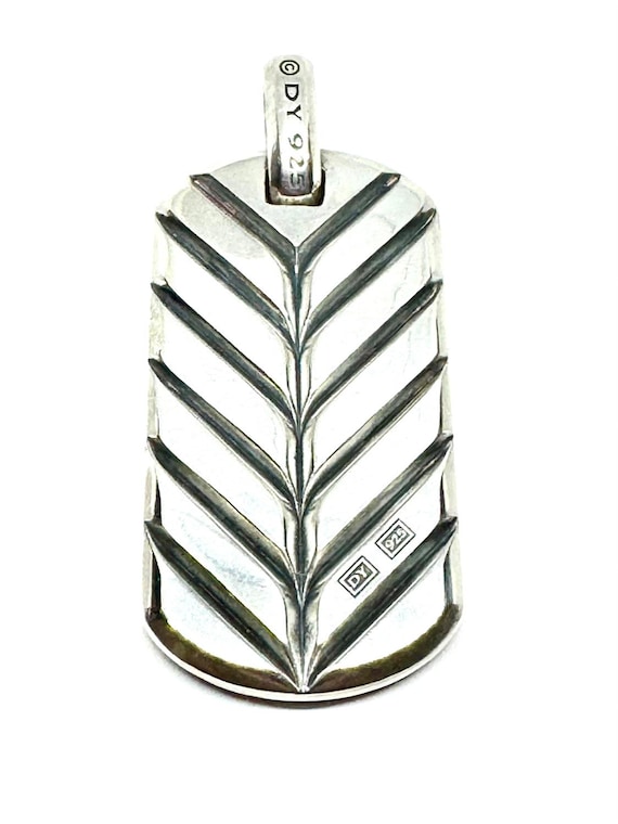 David Yurman Sterling Silver & Black Onyx Dog Tag Pendant – 42mm