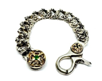 Vintage A&G Sterling Silver Skull Link Bracelet - Amal Guessous