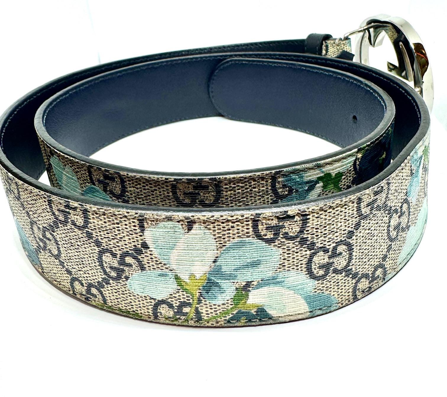 Gucci GG Blooms Print Leather Belt - Etsy