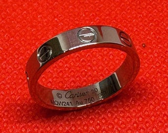 Authentic Cartier Love Wedding Band Ring - 18k White Gold