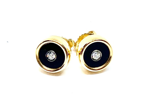 Tiffany & Co. 14k black Onyx and Diamond Earrings - image 4