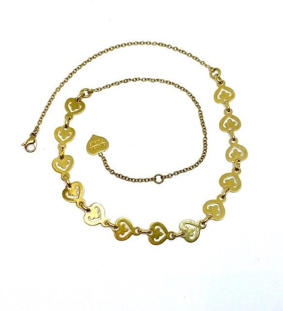 O. J. Perrin Yellow Gold Heart Link Necklace