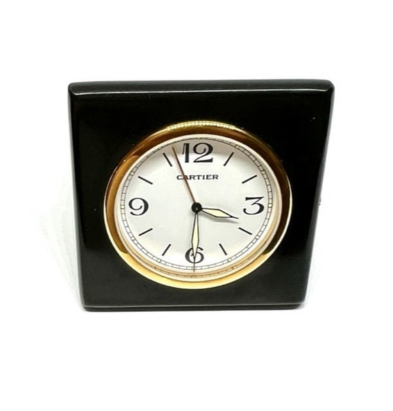 Vintage Cartier 18K Gold-plated & Leather Travel Clock – Model